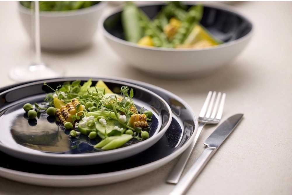 Bitz Kameninový dezertní talíř 21 cm White/Dark Blue 