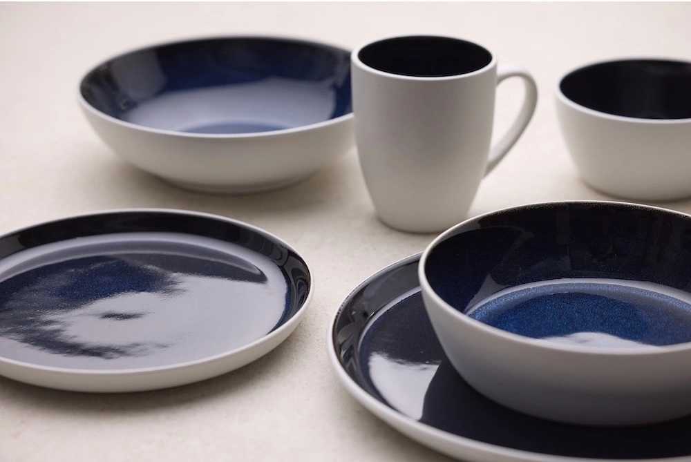 Bitz Kameninový mělký talíř 27 cm White/Dark Blue