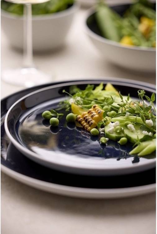 Bitz Kameninový mělký talíř 27 cm White/Dark Blue