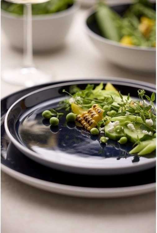 Bitz Kameninový mělký talíř 27 cm White/Dark Blue