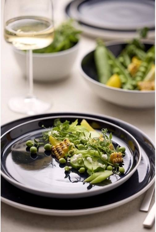 Bitz Kameninový mělký talíř 27 cm White/Dark Blue