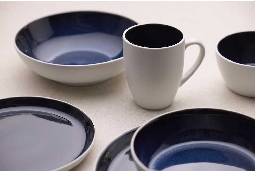 Bitz Kameninový hrnek s ouškem 30 cl White/Dark Blue