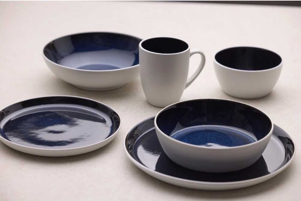 Bitz Kameninový hrnek s ouškem 30 cl White/Dark Blue