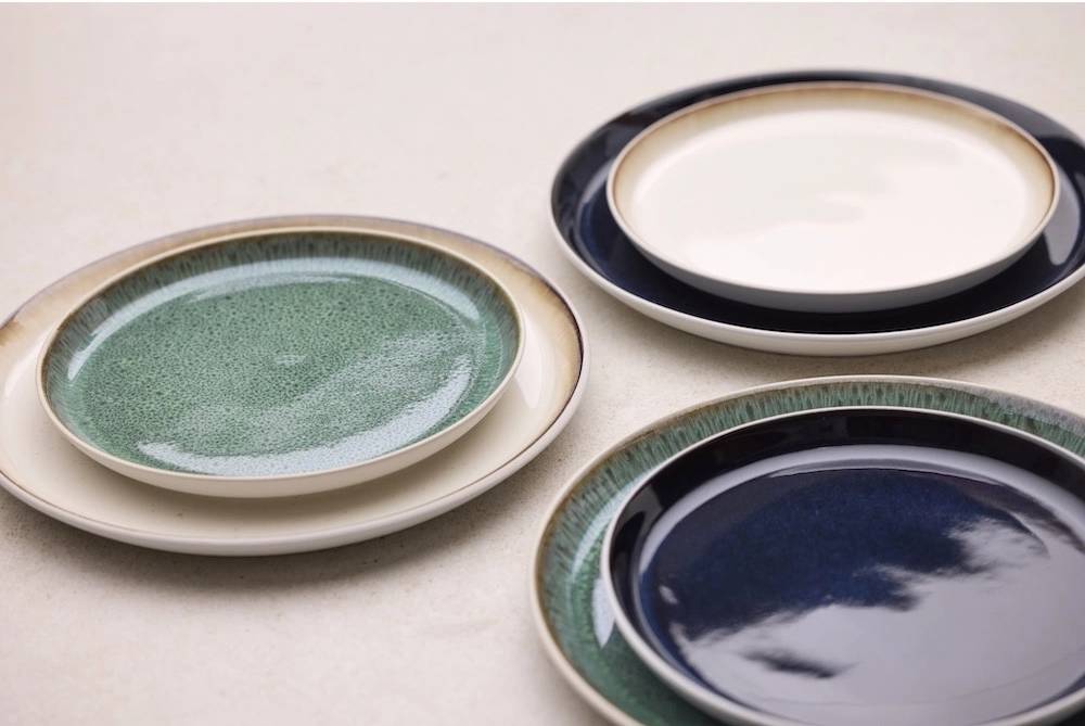 Bitz Kameninový mělký talíř 27 cm White/Green