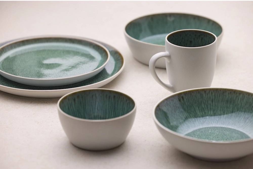 Bitz Kameninový mělký talíř 27 cm White/Green