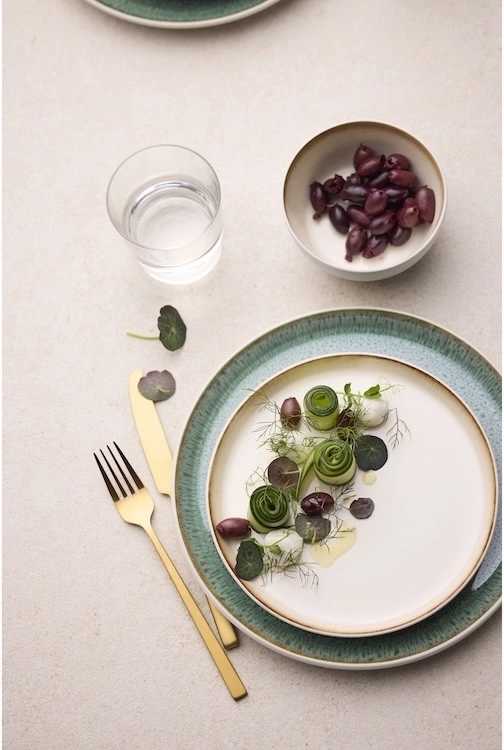 Bitz Kameninový mělký talíř 27 cm White/Green