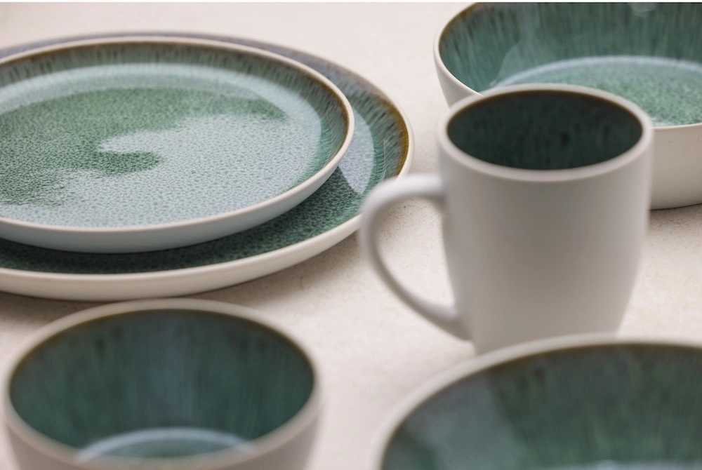 Bitz Kameninový mělký talíř 27 cm White/Green