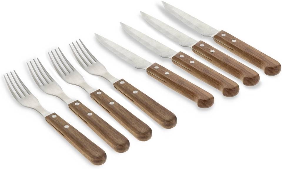 Holm Sada příborů na steaky 8ks Nerez/Akáciové dřevo