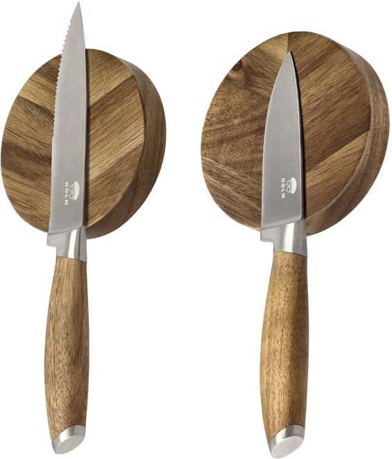 Holm Magnetický držák na nože 2ks Akáciové dřevo