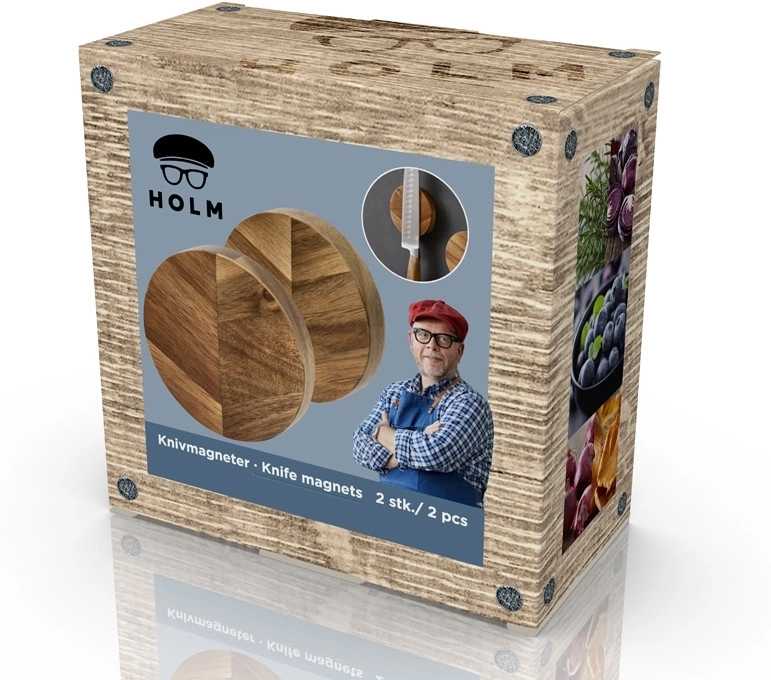 Holm Magnetický držák na nože 2ks Akáciové dřevo