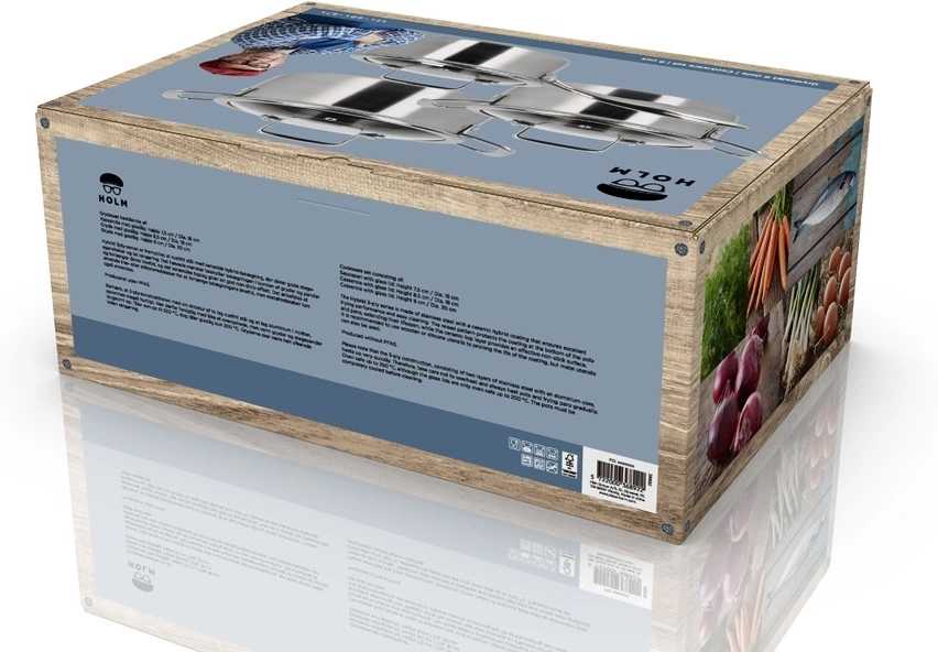 Holm Sada 3 vrstvých hrnců s pokličkami 6ks Nerez