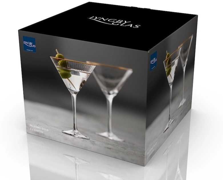 Lyngby Glas Sklenice na martini Palermo Gold 25 cl (4 ks)