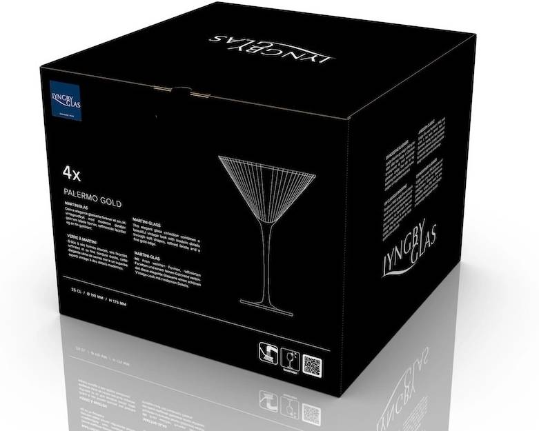 Lyngby Glas Sklenice na martini Palermo Gold 25 cl (4 ks)