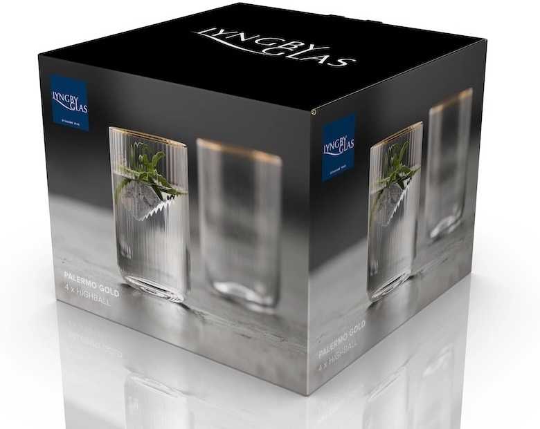 Lyngby Glas Sklenice Palermo Gold 50 cl (4 ks)