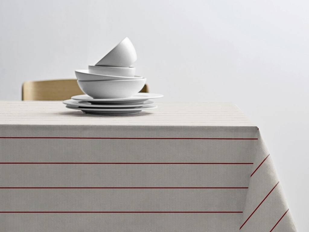 Södahl Kuchyňský ubrus 140x220 Line Offwhite/Red