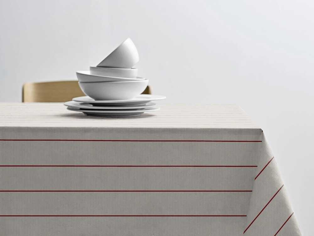 Södahl Kuchyňský ubrus 140x220 Line Offwhite/Red