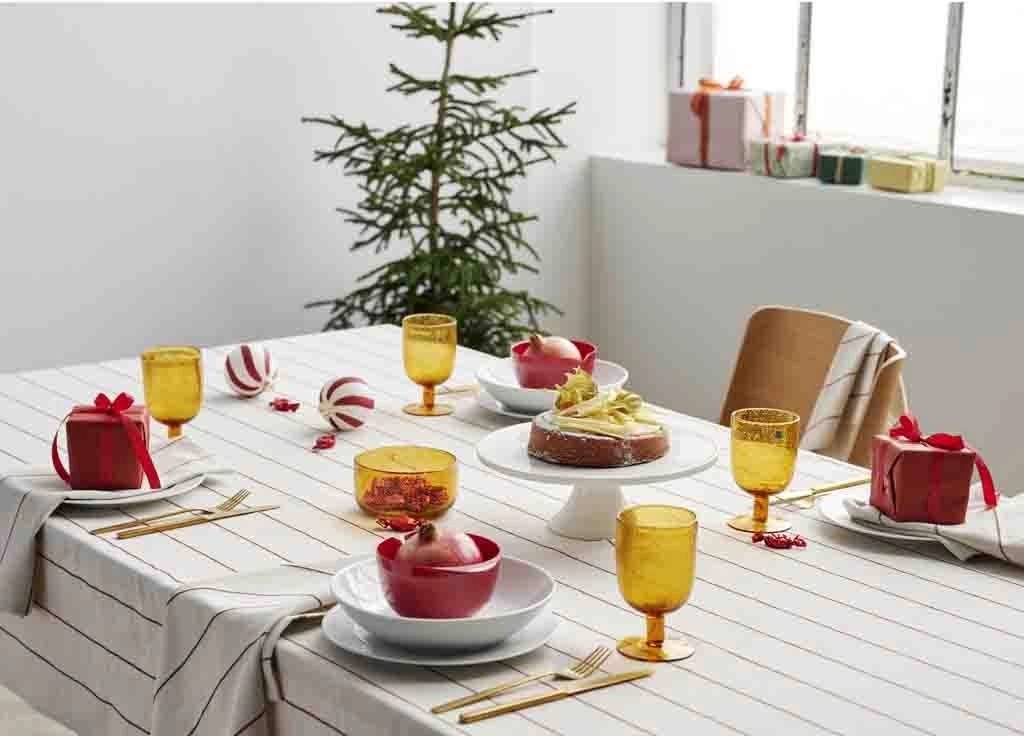 Södahl Kuchyňský ubrus 140x220 Line Offwhite/Red