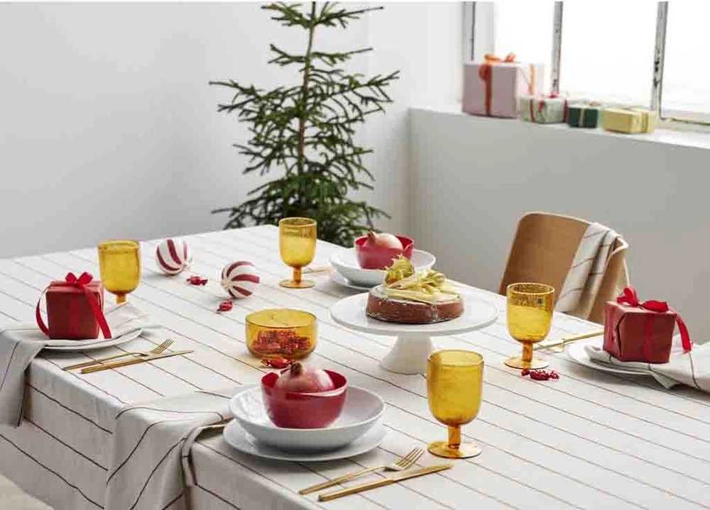 Södahl Kuchyňský ubrus 140x220 Line Offwhite/Red