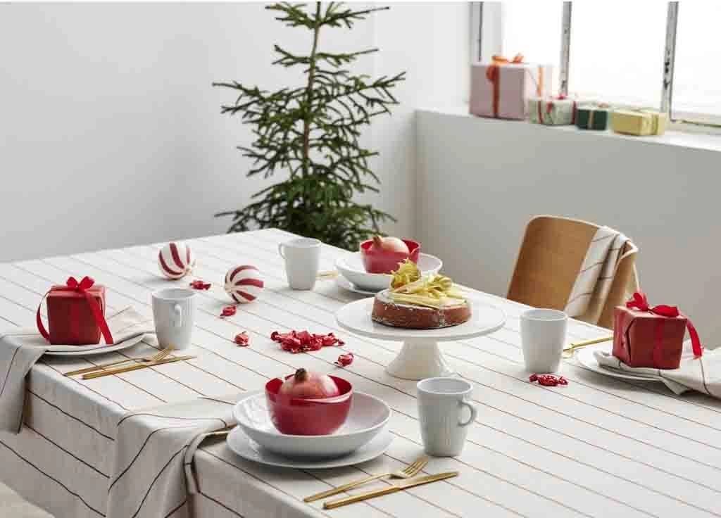 Södahl Kuchyňský ubrus 140x220 Line Offwhite/Red