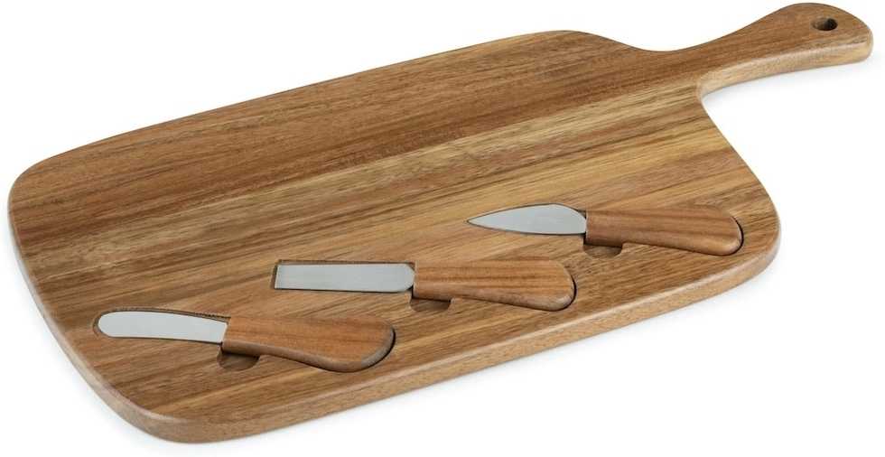 Leopold Vienna Akáciové krájecí prkénko na sýr a sada 3 nožů Oviedo