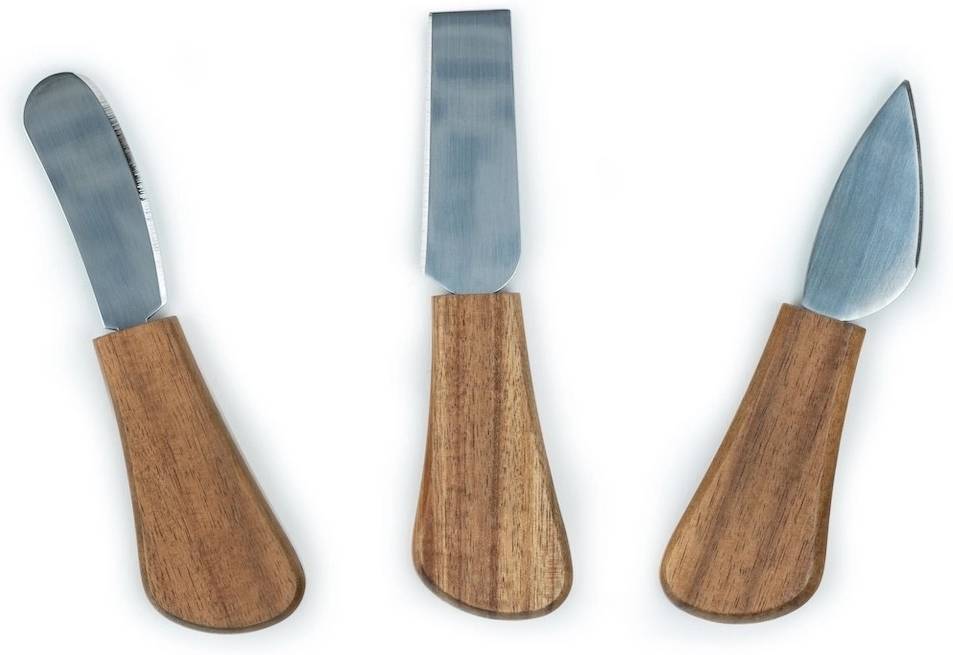 Leopold Vienna Akáciové krájecí prkénko na sýr a sada 3 nožů Oviedo