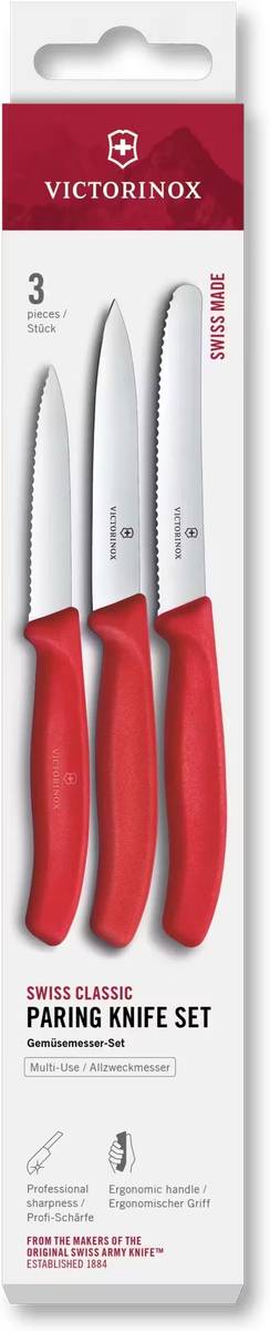 Victorinox Sada nožů na loupání 3 ks, červené, Swiss Classic