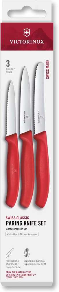 Victorinox Sada nožů na loupání 3 ks, červené, Swiss Classic