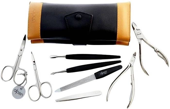 Alpen Manikúrní sada rolovací kožená 8 ks Black Tabacco