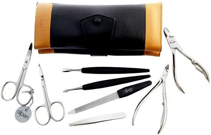 Alpen Manikúrní sada rolovací kožená 8 ks Black Tabacco