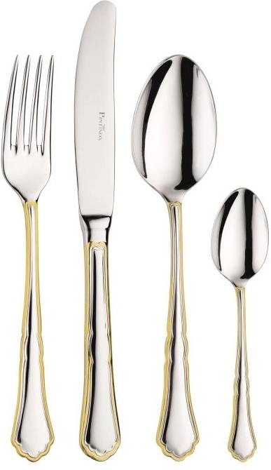 Pintinox Příbor sada 24 kusů SETTECENTO GOLD FILET v dřevěné krabici