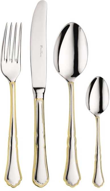 Pintinox Příbor sada 24 kusů SETTECENTO GOLD FILET v dřevěné krabici