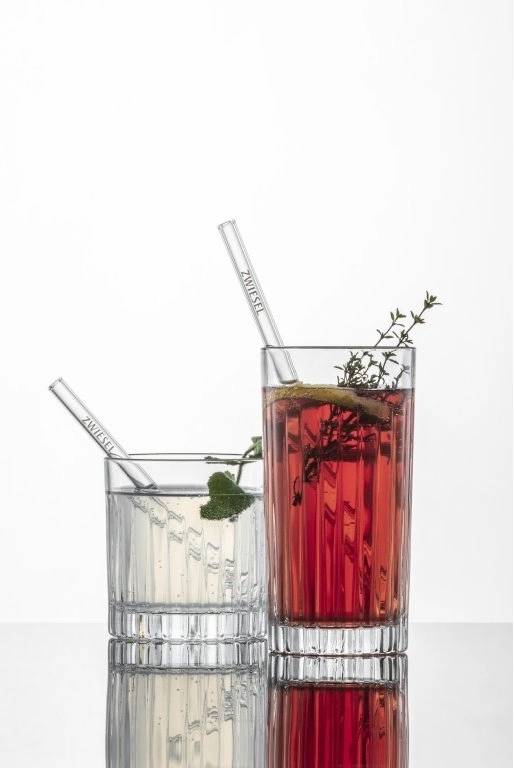 Zwiesel Glas Sada 4 skleněných brček na pití a kartáčku na čištění 15 cm