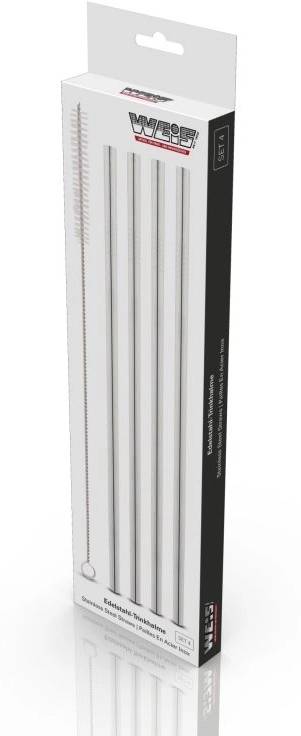 Weis Sada 4 nerezových brček tenkých s kartáčkem na čištění