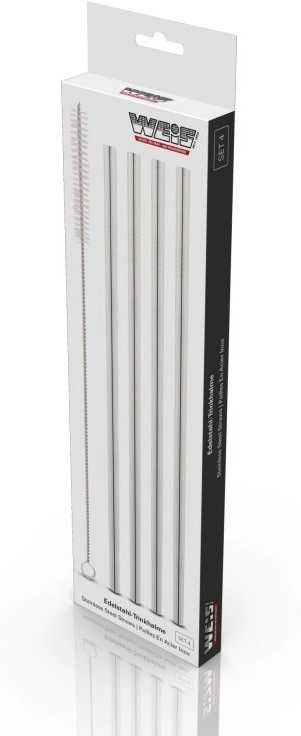 Weis Sada 4 nerezových brček tenkých s kartáčkem na čištění