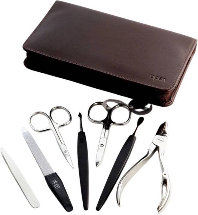 Alpen Manikúrní sada Nickel na zip kožená hnědá 7 ks