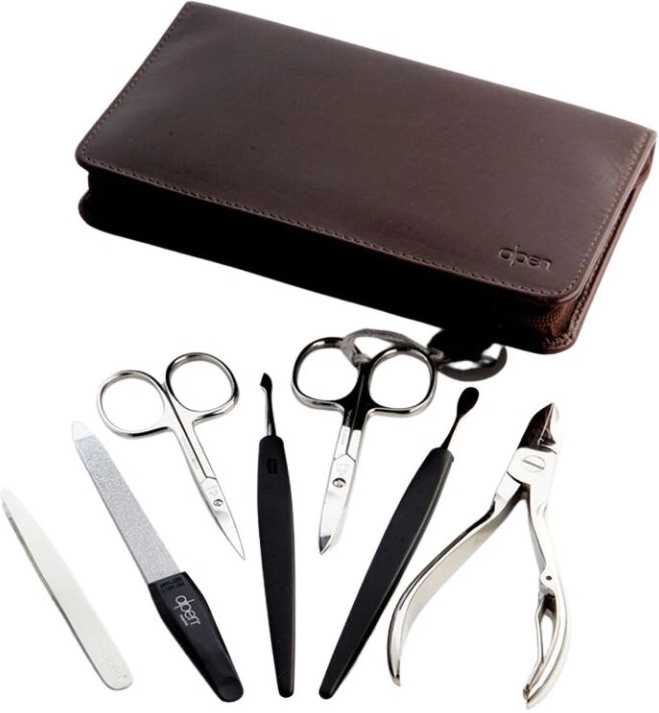 Alpen Manikúrní sada Nickel na zip kožená hnědá 7 ks