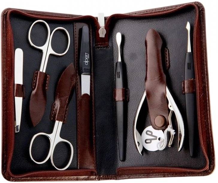 Alpen Manikúrní sada Nickel na zip kožená hnědá 7 ks