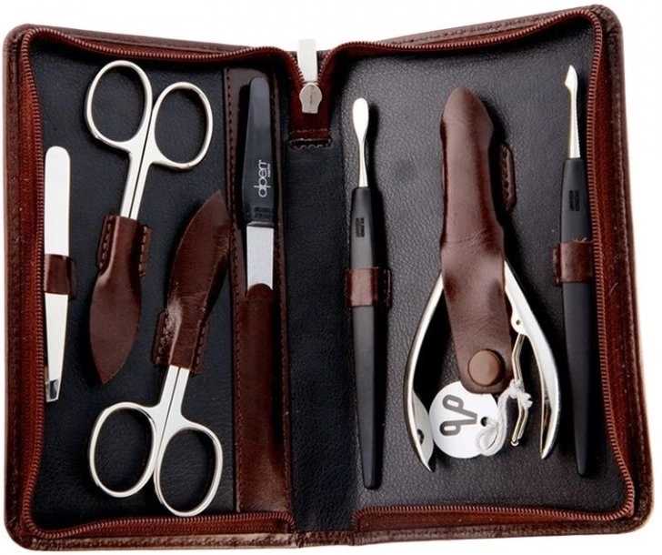 Alpen Manikúrní sada Nickel na zip kožená hnědá 7 ks