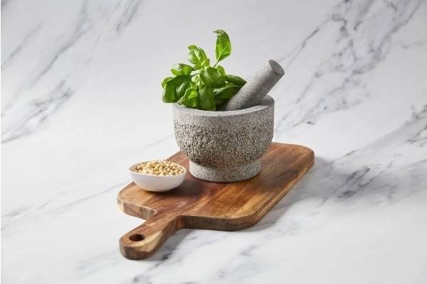 Cole & Mason Hmoždíř granitový s tloučkem 11 cm světle šedý