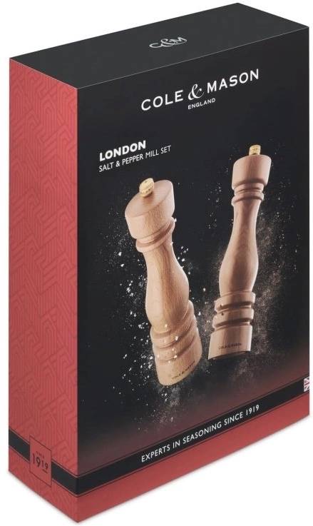 Cole & Mason Sada mlýnků na sůl a pepř London přírodní buk 22 cm