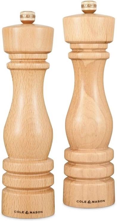 Cole & Mason Sada mlýnků na sůl a pepř London přírodní buk 22 cm