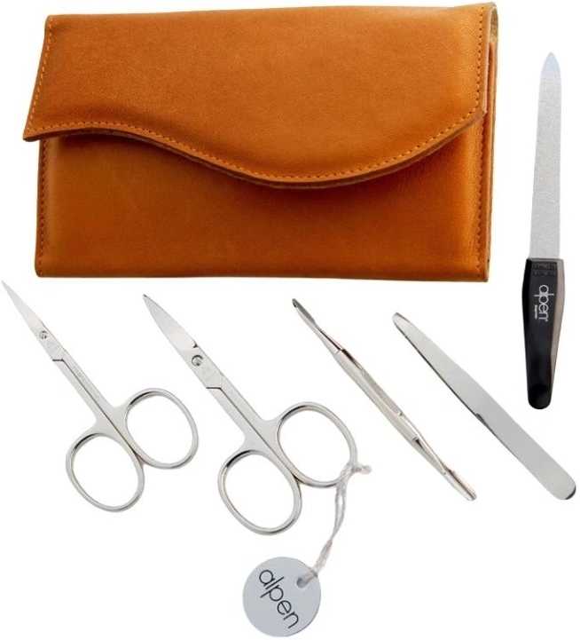 Alpen Manikúrní sada Nickel kožená na druk 5 ks tabacco