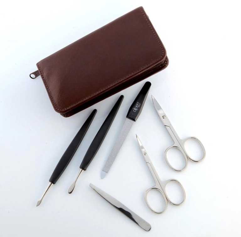 Alpen Manikúrní sada Nickel kožená 6 ks hnědá