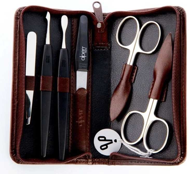 Alpen Manikúrní sada Nickel kožená 6 ks hnědá