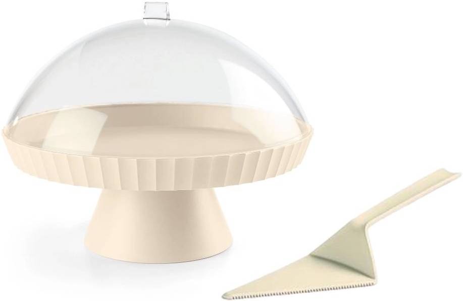 BlimPlus Podnos na dort s poklopem a lopatkou Agora Brown Sugar
