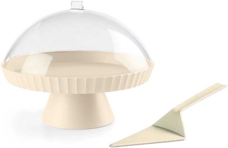 BlimPlus Podnos na dort s poklopem a lopatkou Agora Brown Sugar