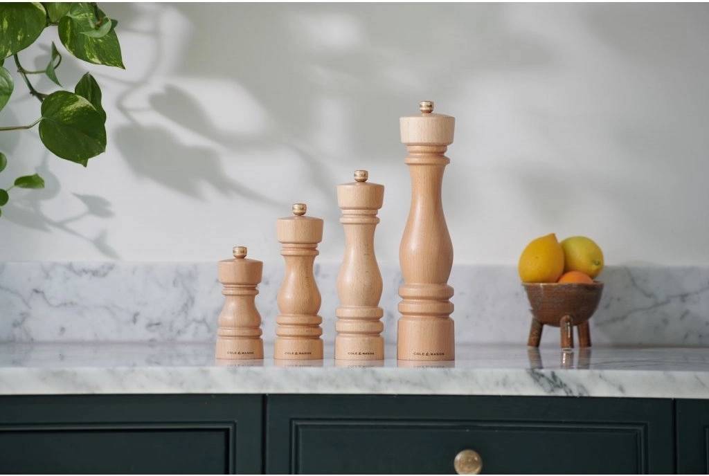 Cole & Mason Sada mlýnků na sůl a pepř London přírodní buk 13 cm