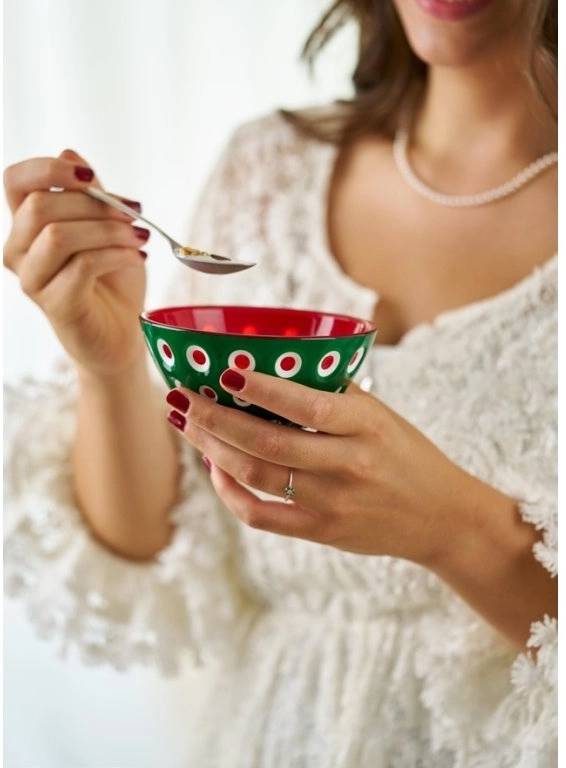 Guzzini Sada 2 misek Le Murrine 12 cm zelená, červená, bílá