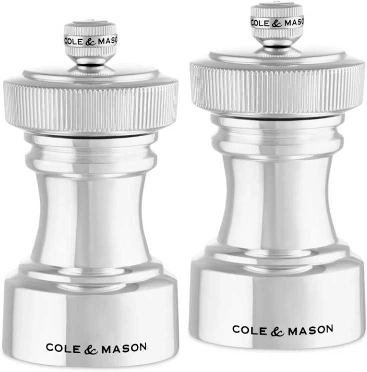 Cole & Mason Sada mlýnků na sůl a pepř Hoxton Stainless Steel Silver Plate Precision+