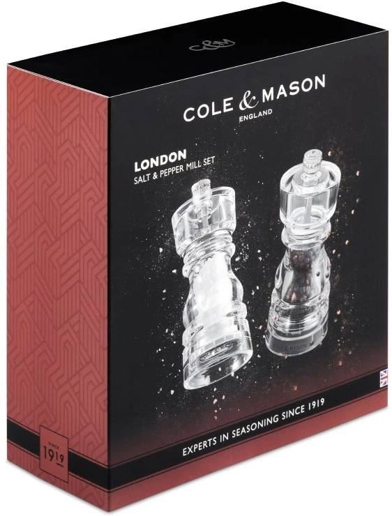 Cole & Mason Sada mlýnků na sůl a pepř London Acrylic Precision+ 13 cm